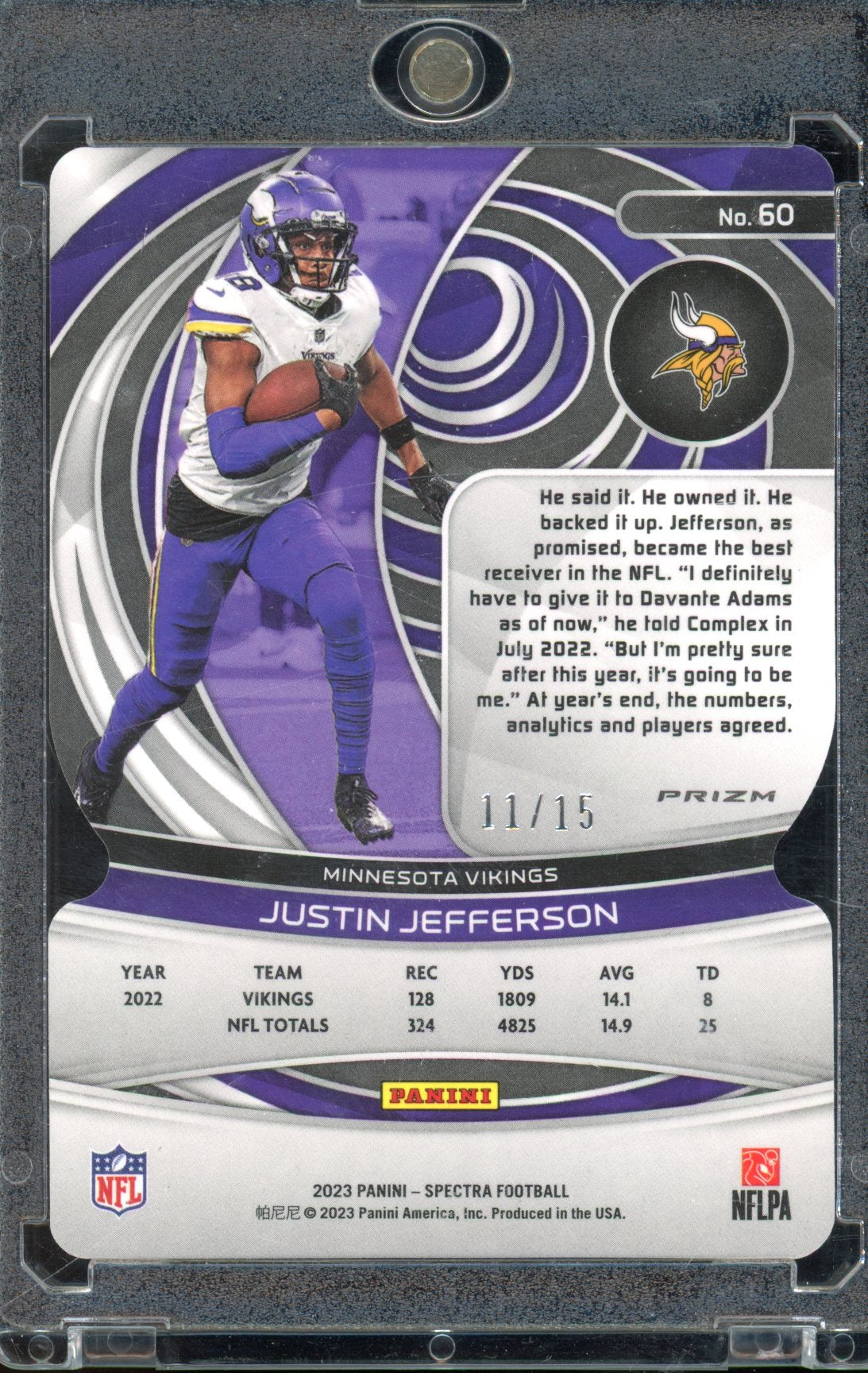 2023 Spectra Justin Jefferson Die-Cut Orange 11/15