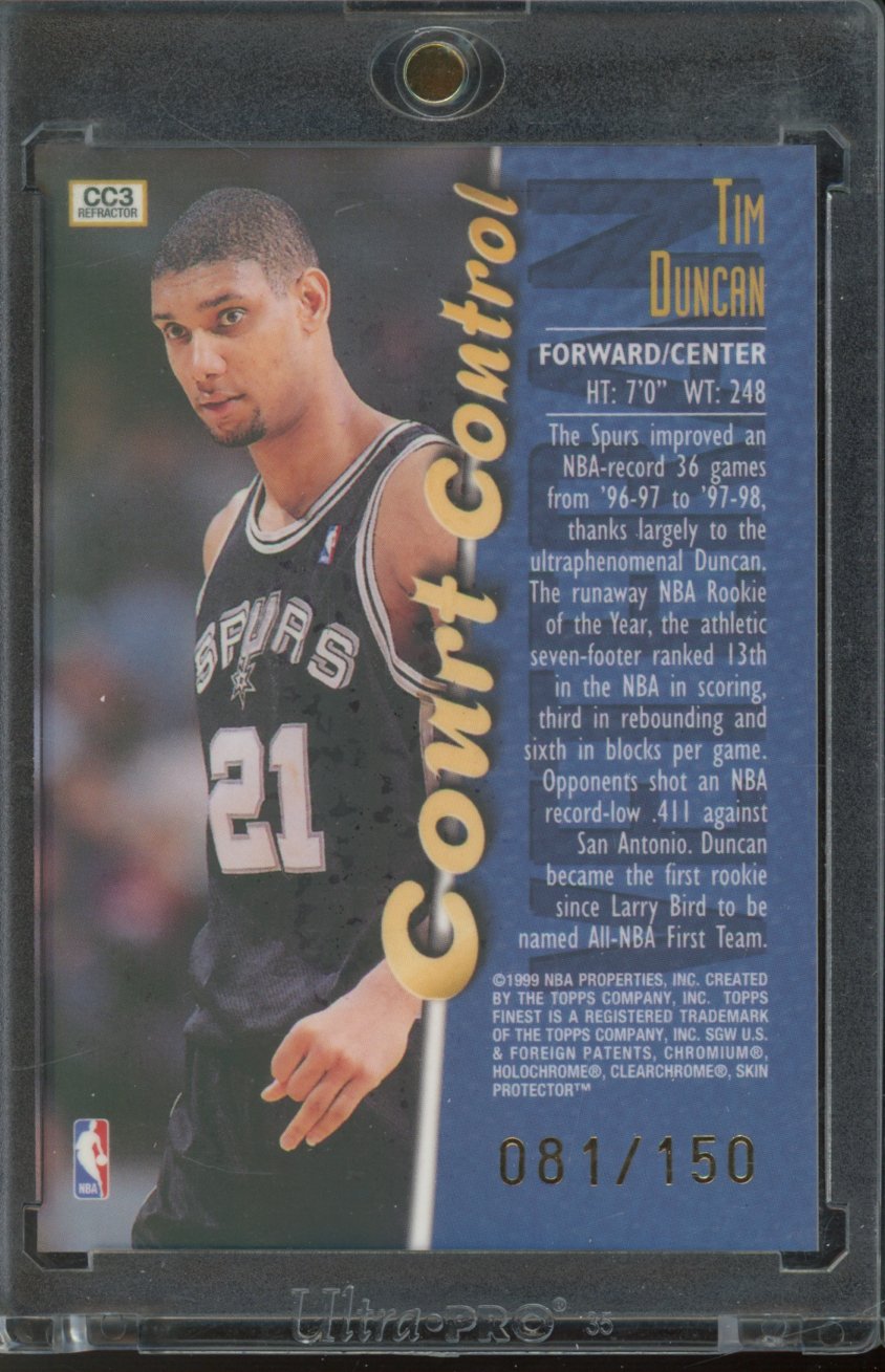 1999-2000 Topps Finest Tim Duncan Court Control Refractor /150
