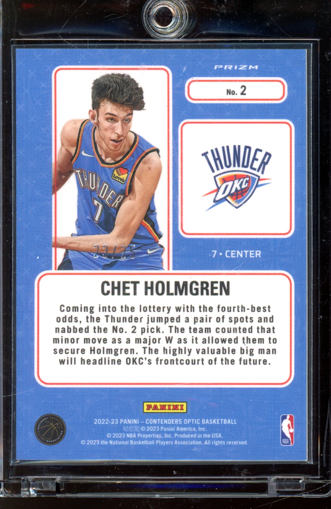 2022-23 Contenders Optic Chet Holmgren Lottery Ticket Rookie Pulsar /25