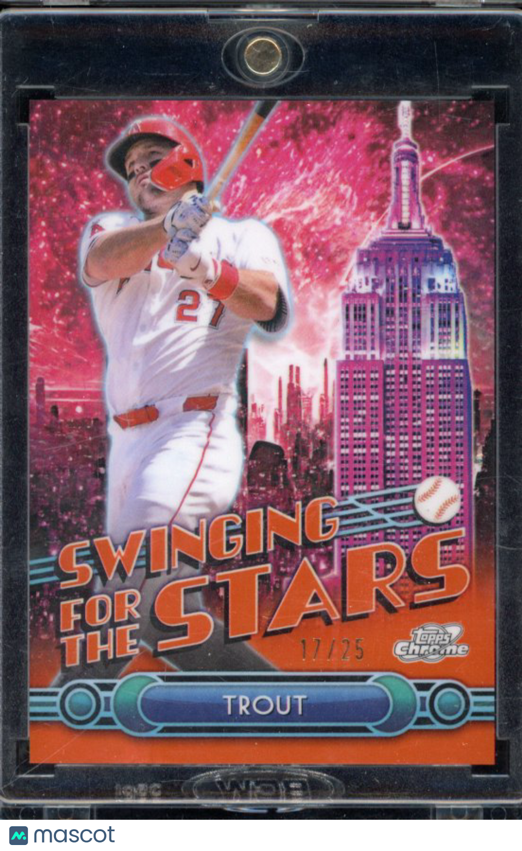 2025 Topps Chrome Mike Trout Swinging For The Stars Orange /25