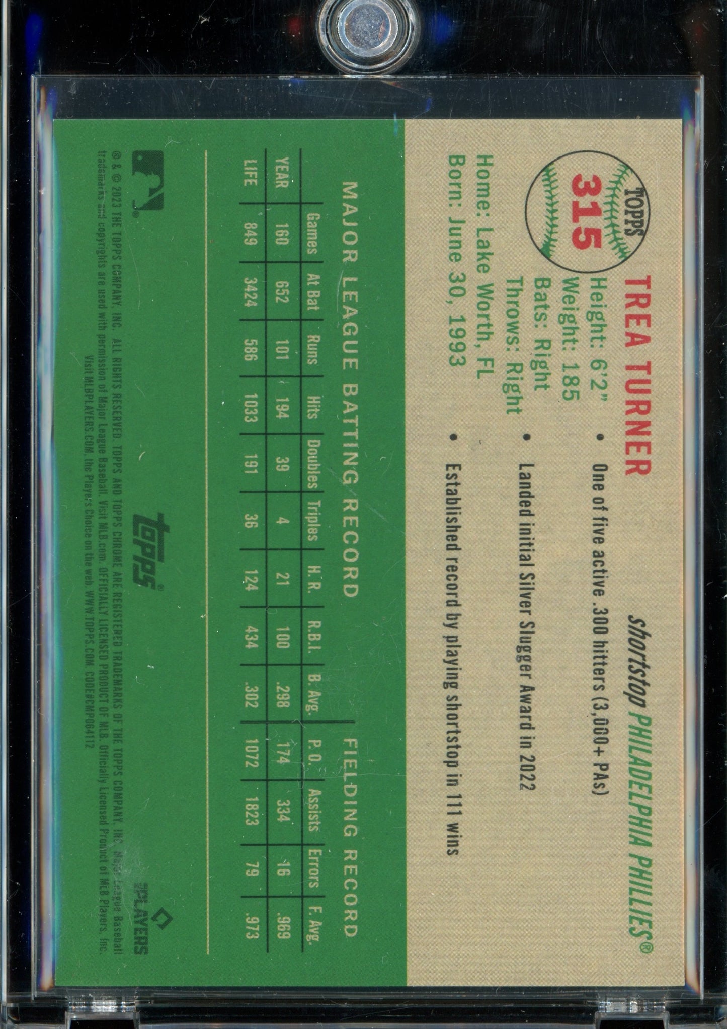 2023 Topps Chrome Platinum Anniversary Trea Turner Black Refractor /10