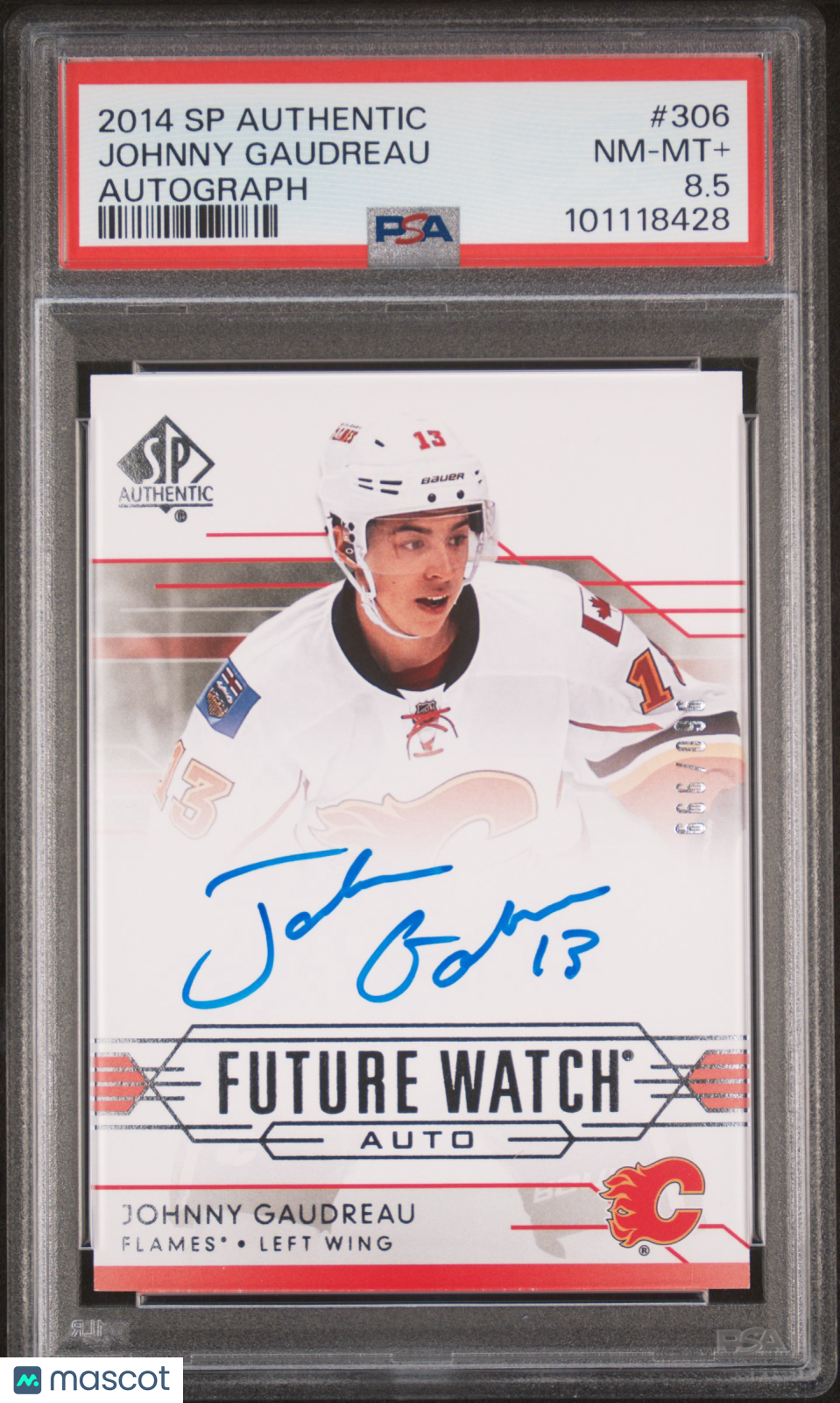 2014 Sp Authentic Johnny Gaudreau Future Watch Rookie Auto /999 PSA 8.5