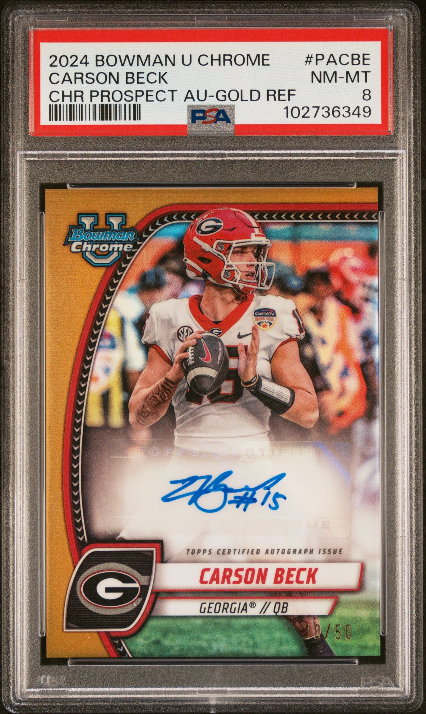 2024 Bowman U Chrome Carson Beck Gold Auto /50 PSA 9