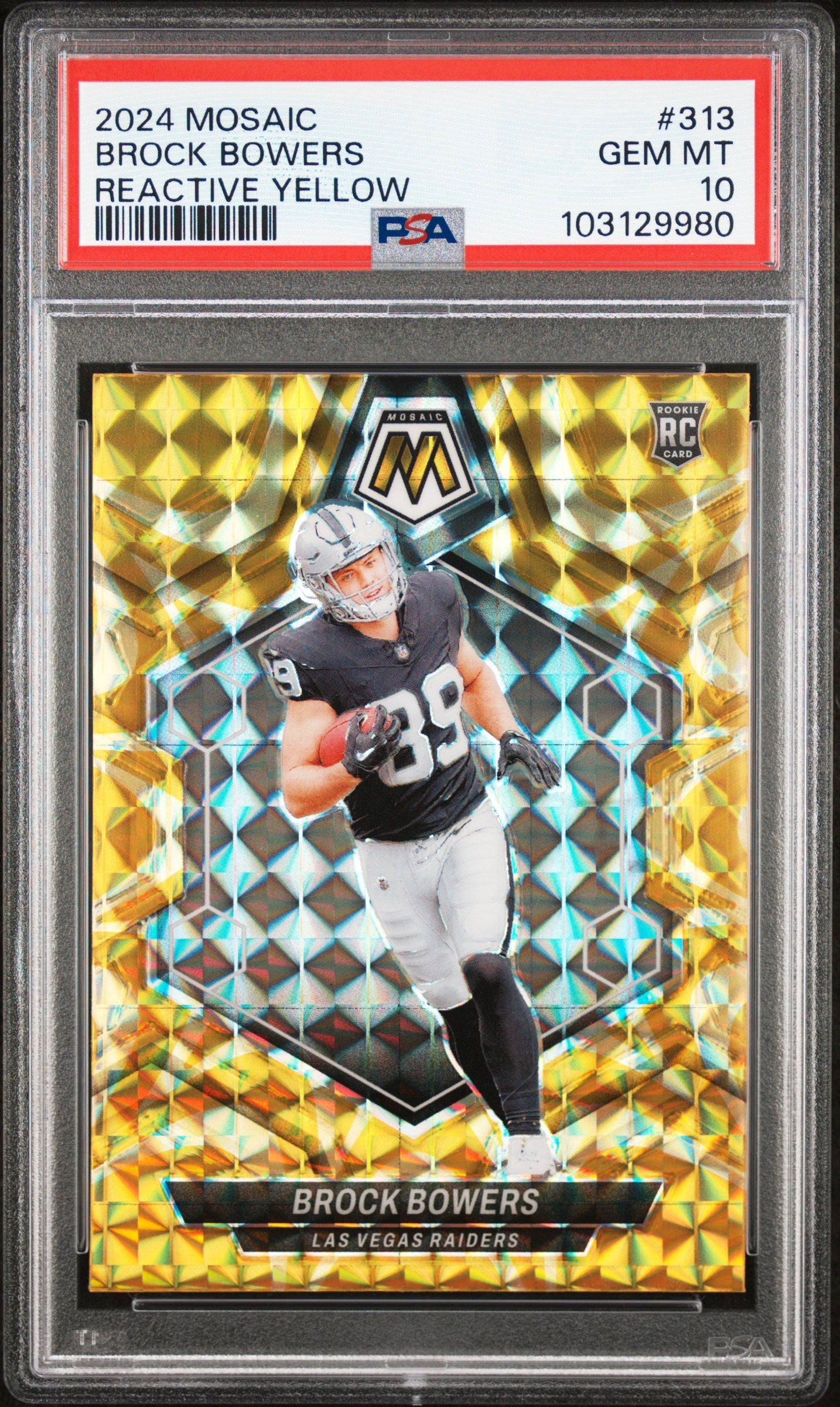 2024 Mosaic Brock Bowers Reactive Yellow PSA 10 RC
