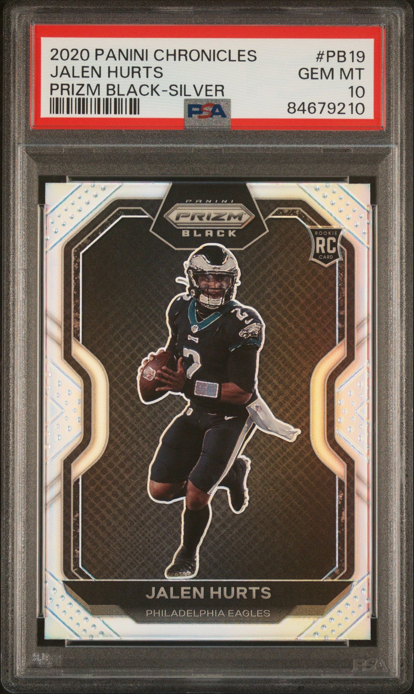 2020 Chronicles Jalen Hurts Prizm Black Silver PSA 10 RC