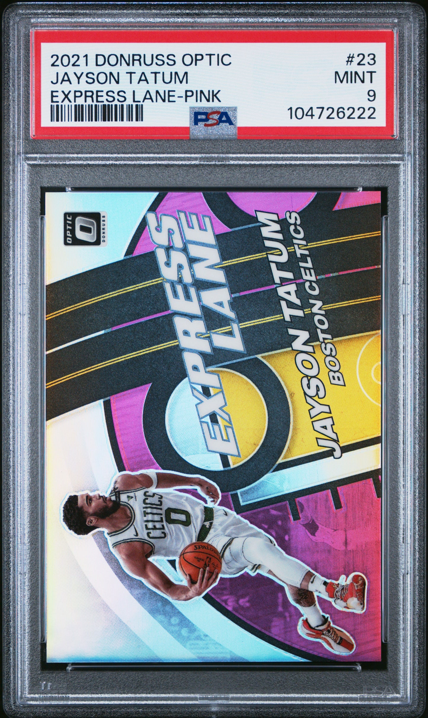 2021 Optic Jayson Tatum Express Lane Pink 17/25 PSA 9