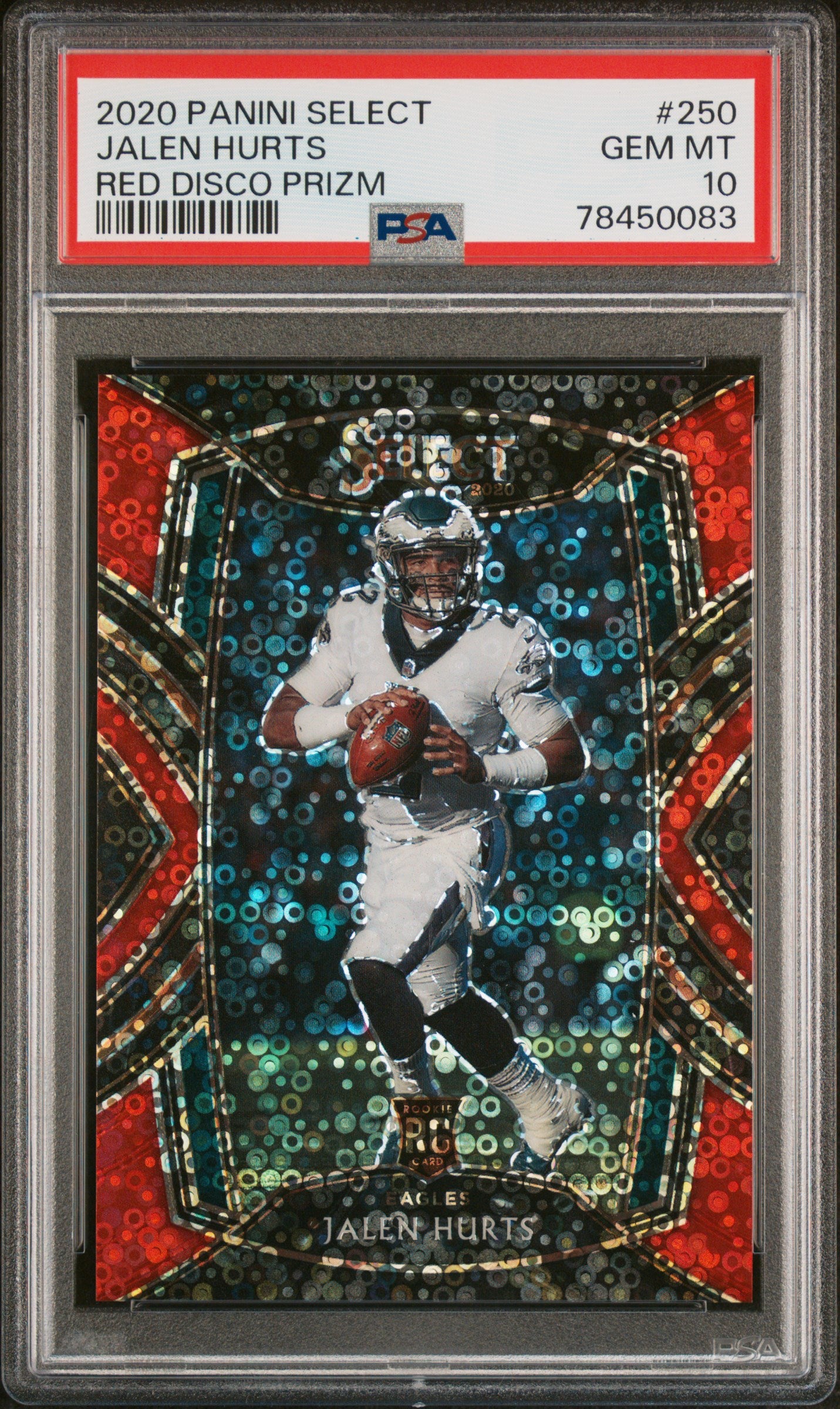 2020 Select Jalen Hurts Red Disco 13/49 PSA 10 RC