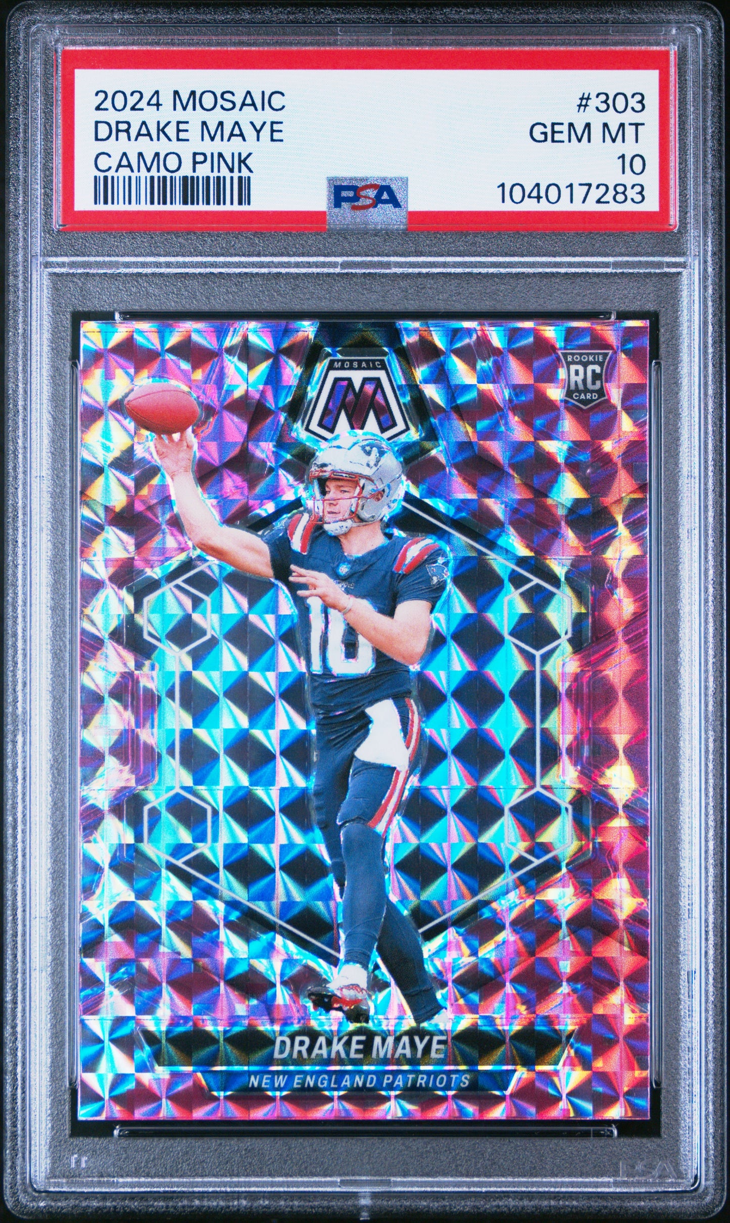 2024 Mosaic Drake Maye Camo Pink PSA 10 RC