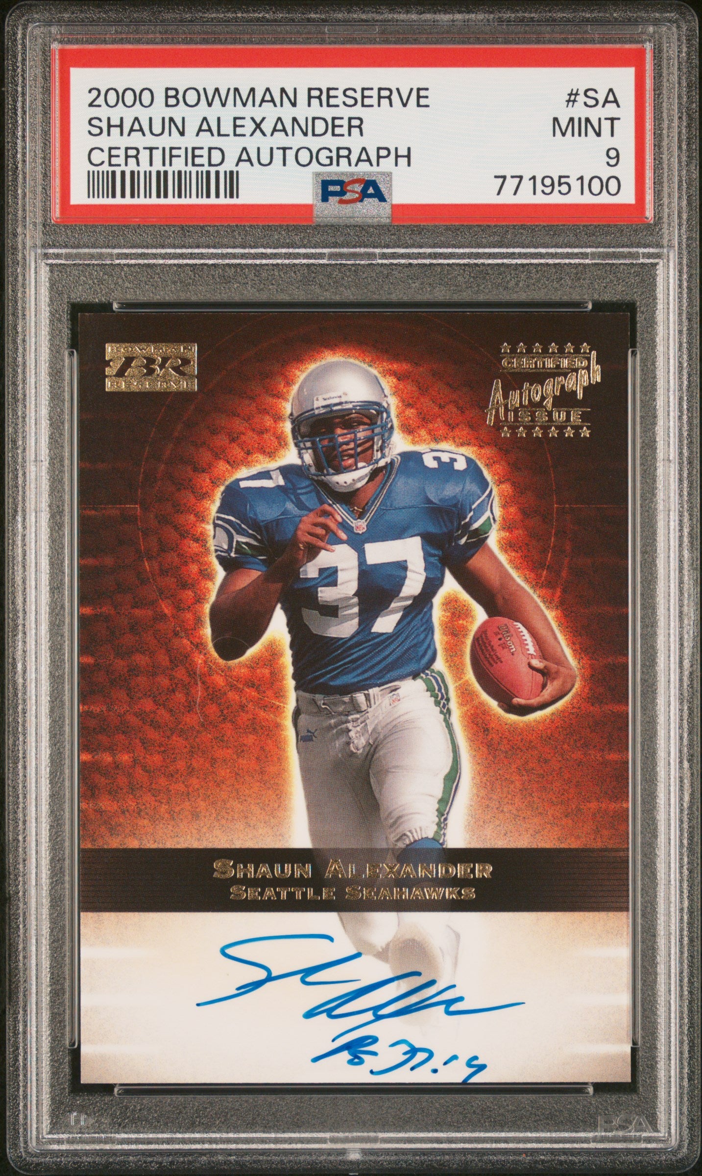 2000 Bowman Reserve Shaun Alexander Auto PSA 9 RC