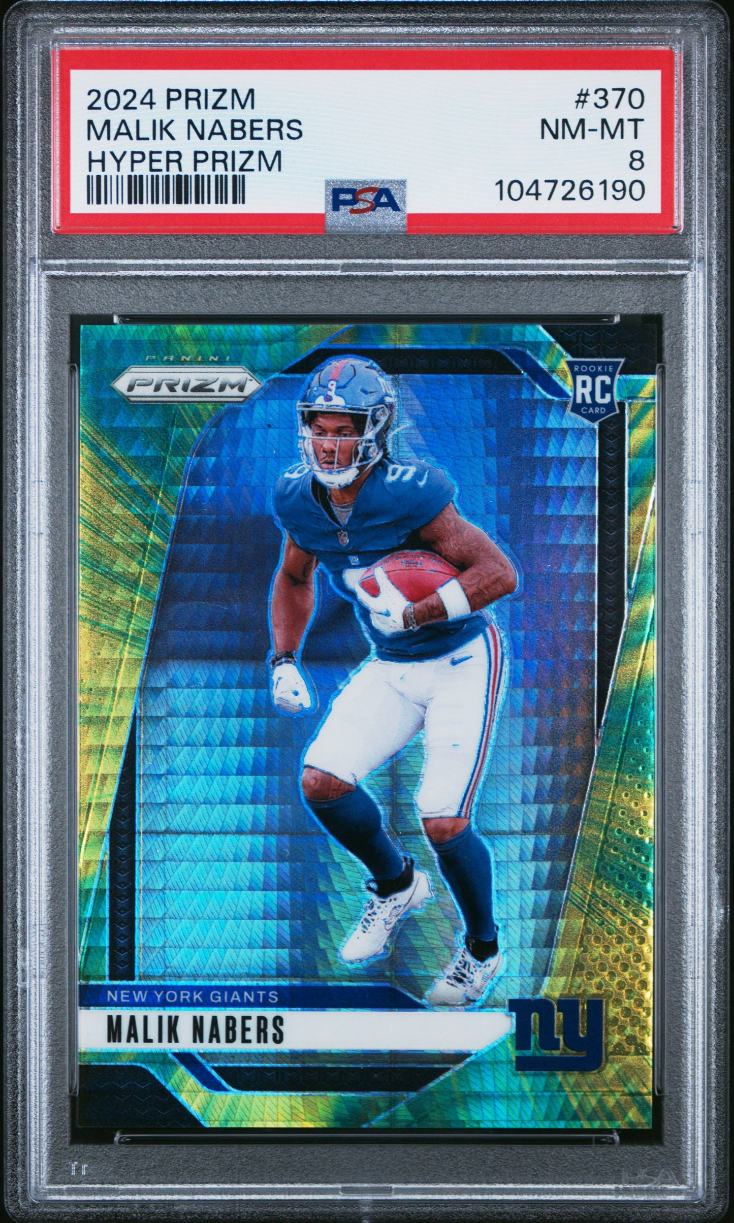 2024 Panini Prizm Malik Nabers #370 Hyper /180 PSA 8 RC