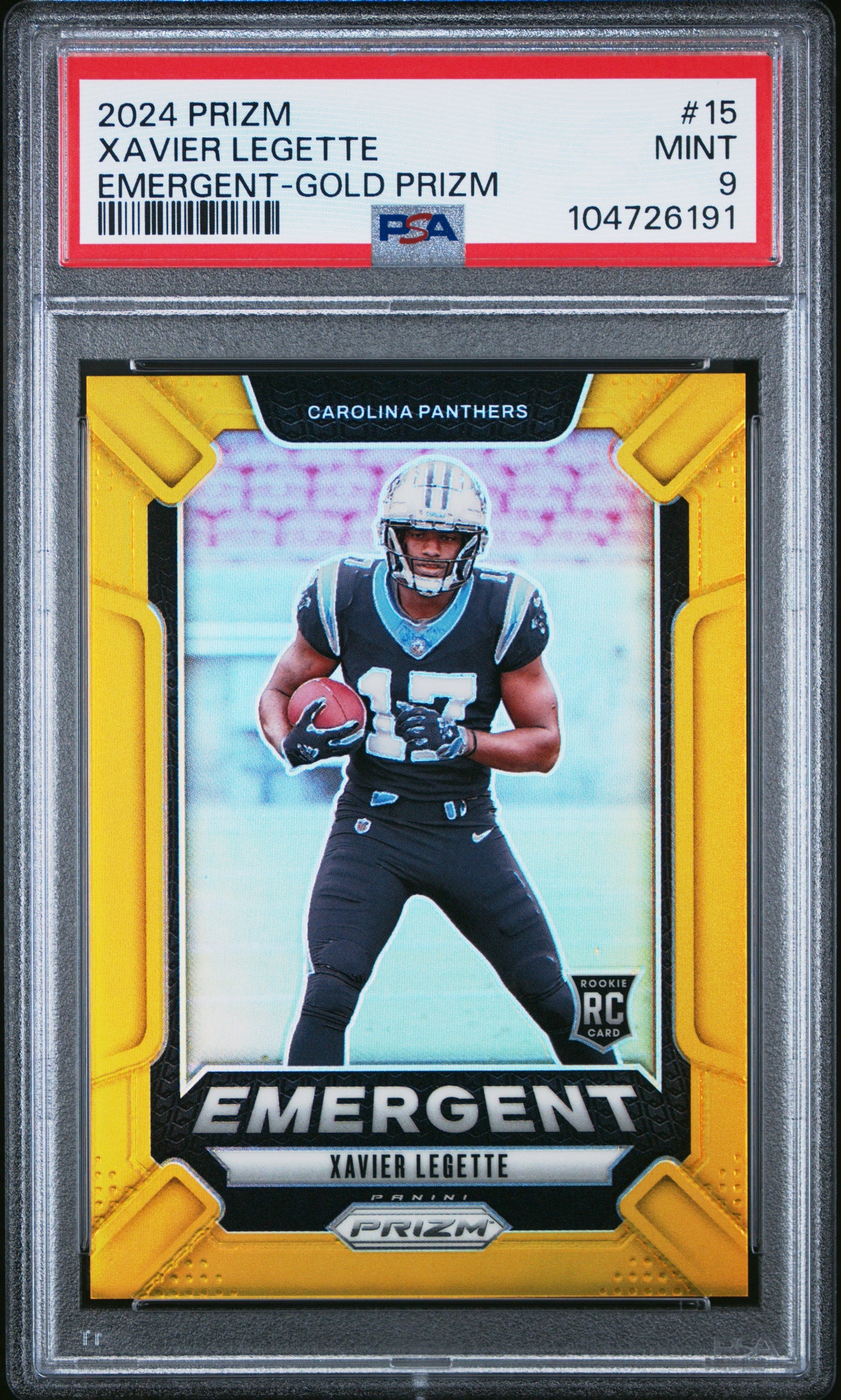 2024 Panini Prizm Emergent Xavier Legette #15 Gold /10 PSA 9 RC