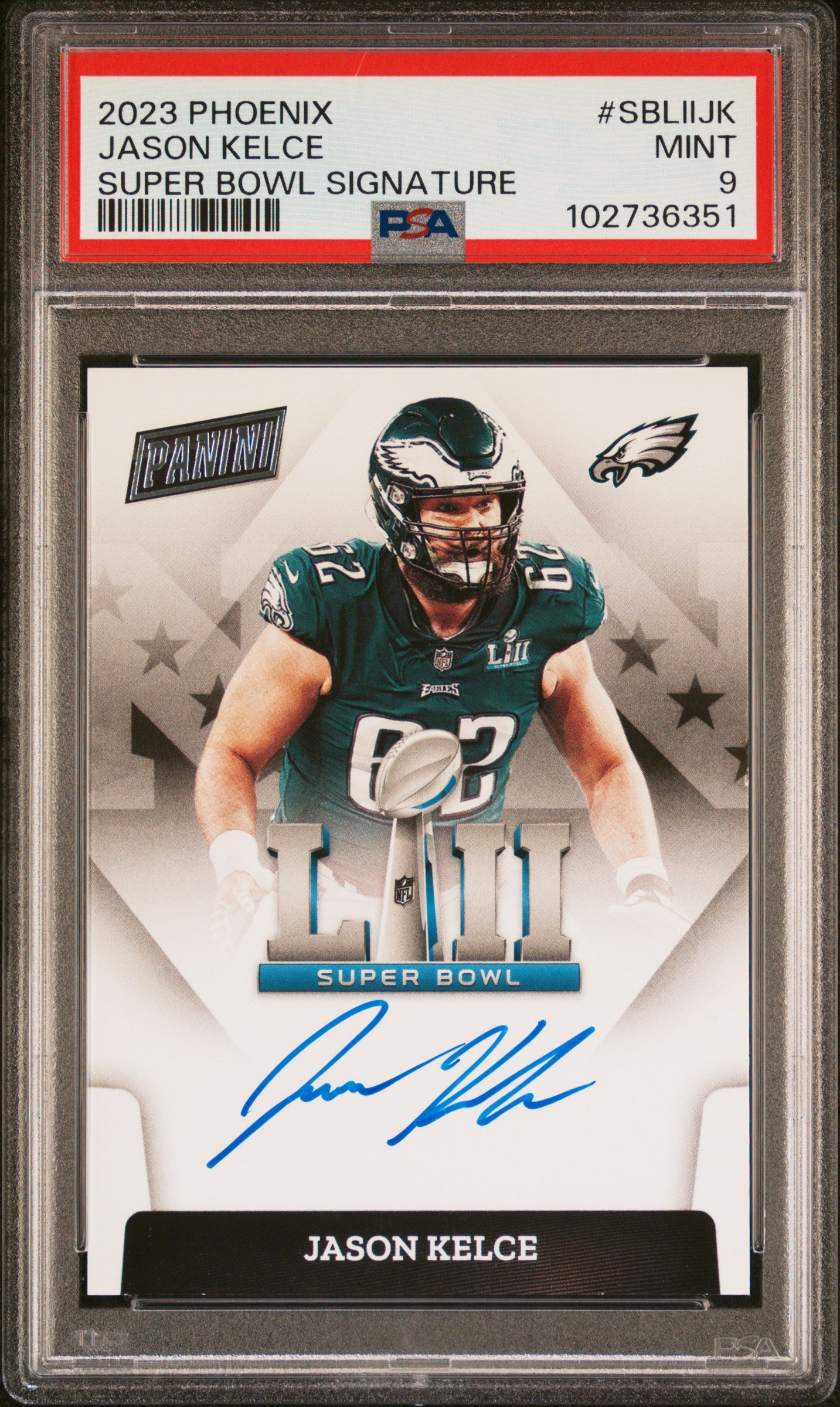 2023 Phoenix Jason Kelce Super Bowl Auto PSA 9
