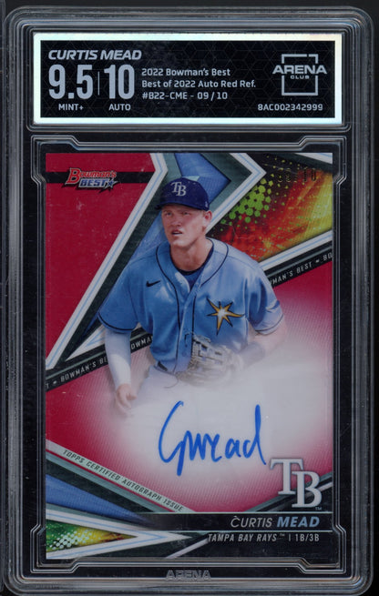 2022 Bowman's Best Curtis Mead Red Refractor Auto 09/10 Arena Club 9.5 AUTO 10