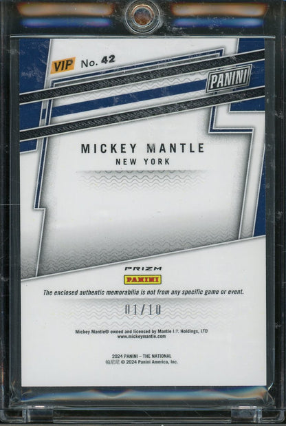 2024 Panini The National Mickey Mantle Gold Prizm Jersey w/ Pinstripe 01/10