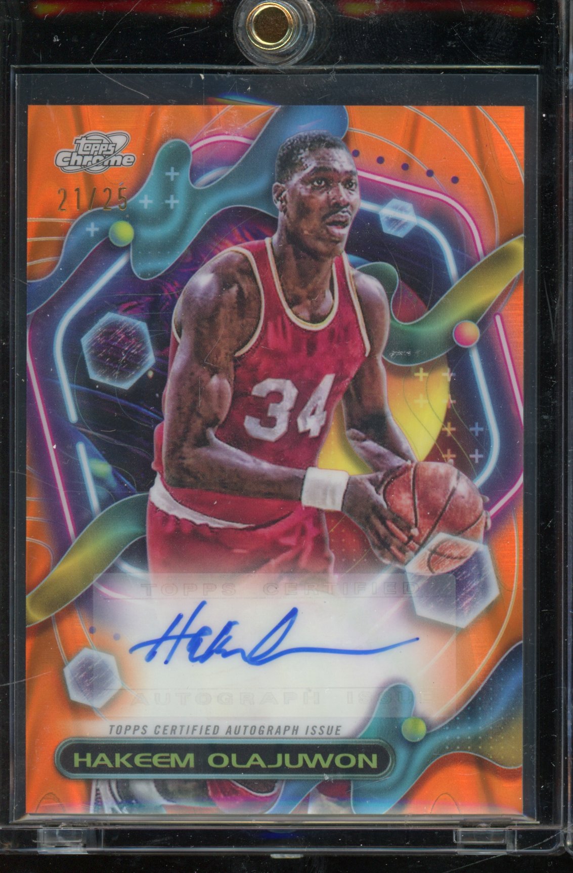 2024 Topps Chrome Cosmic Hakeem Olajuwon Orange Auto /25