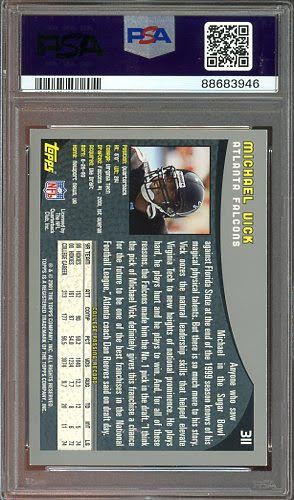 2001 Topps Michael Vick Auto RED INK #311 PSA Authentic AUTO 10 RC QB