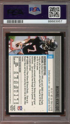 2001 Bowman Michael Vick Auto #1 Pick Inscription #200 PSA Authentic AUTO 10 RC Falcons