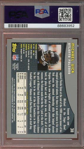 2001 Topps Michael Vick Auto #1 Pick Inscription #311 PSA Authentic AUTO 10 RC Atlanta Falcons