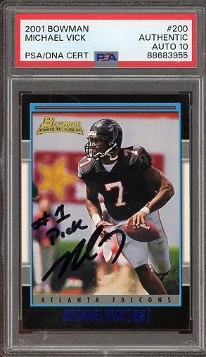 2001 Bowman Michael Vick Auto #1 Pick Inscription #200 PSA Authentic AUTO 10 RC