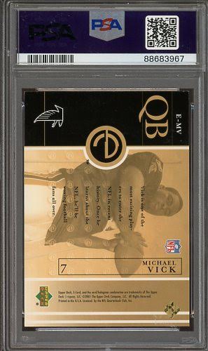 2001 Upper Deck E-Card RED INK Michael Vick #E-MV PSA Authentic AUTO 10 RC