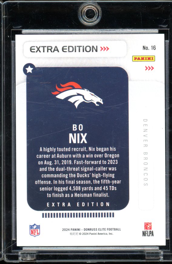 2024 Elite Bo Nix Extra Edition Rookie Orange /25