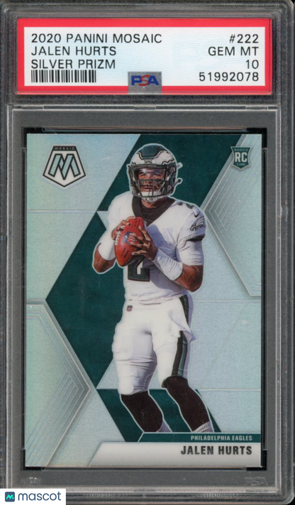 2020 Mosaic Jalen Hurts Silver Rookie PSA 10