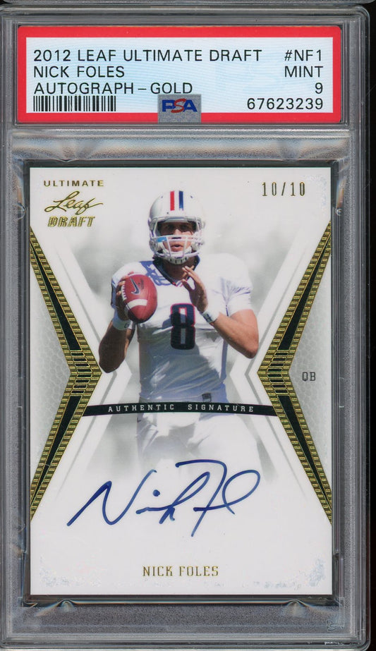 2012 Leaf Ultimate Draft Nick Foles Gold Auto #NF1 /10 PSA 9 RC