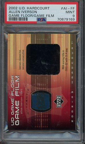 2002 UD Hardcourt Allen Iverson Game Floor Game Film #AI-FF PSA 9