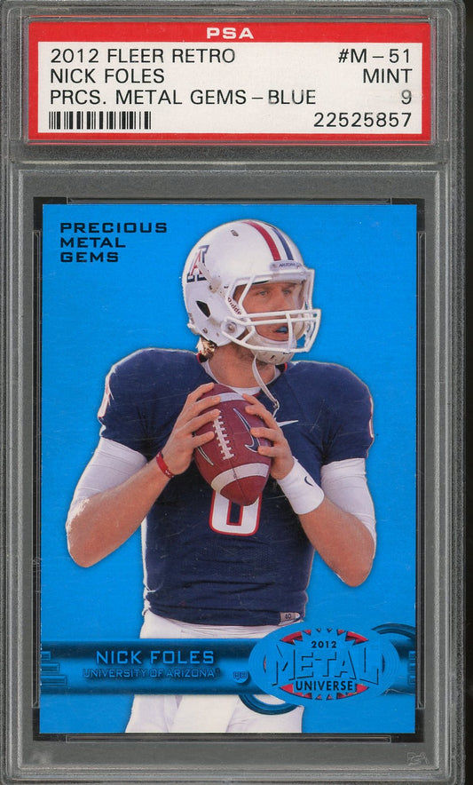 2012 Fleer Metal Retro Nick Foles Precious Metal Gems Blue #M-51 /50 PSA 9 RC