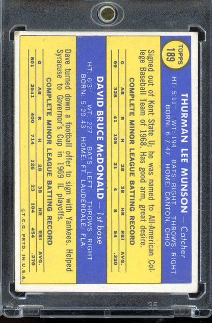 1970 Topps Thurman Munson Dave McDonald RC