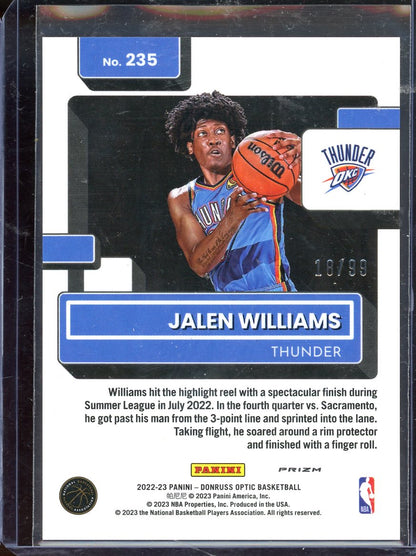 2022-23 Donruss Optic Jalen Williams Rated Rookie Red #235 /99 RC