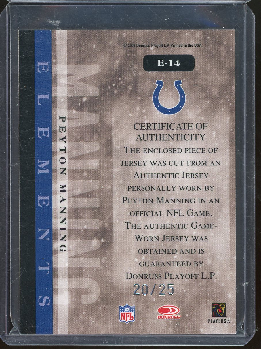 2006 Rookies and Stars Peyton Manning Patch  #E-14 /25