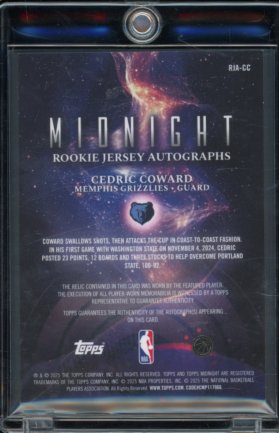 2025-26 Topps Midnight Cedric Coward Rookie Patch Auto /199
