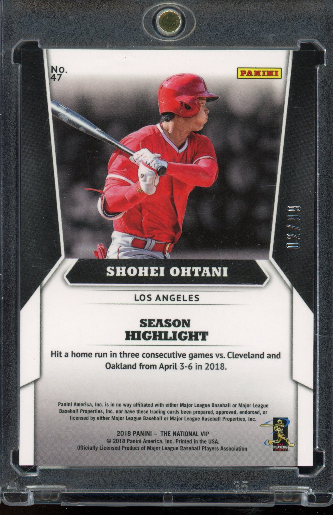 2018 Panini The National VIP Shohei Ohtani Silver 02/99 RC