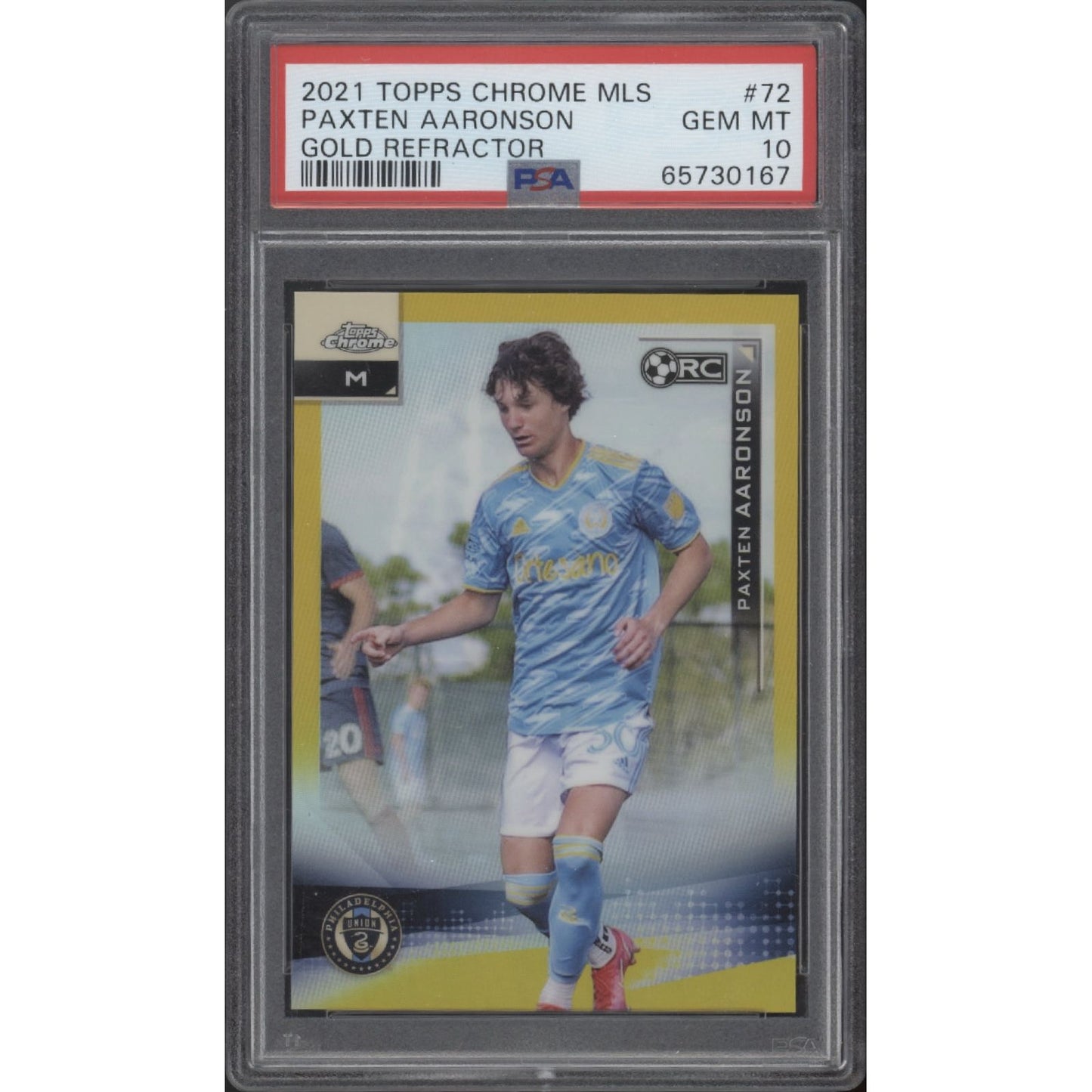 2021 Topps Chrome Paxten Aaronson Gold Refractor #72 /50 PSA 10 RC