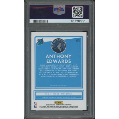 2020-21 Donruss Optic Anthony Edwards Rated Rookie #151 PSA 10 RC