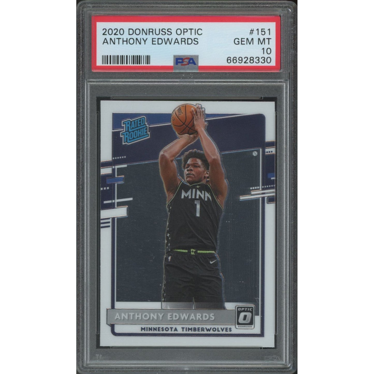 2020-21 Donruss Optic Anthony Edwards Rated Rookie #151 PSA 10 RC