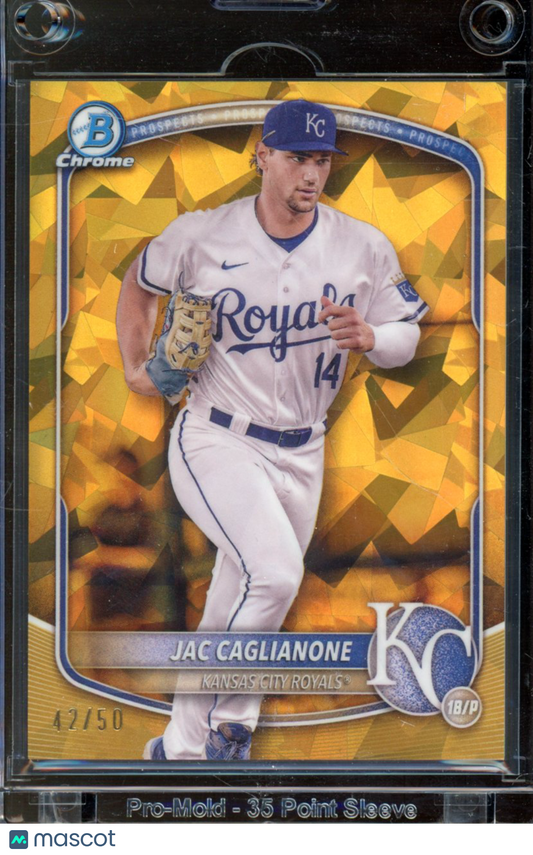 2025 Bowman Chrome Jac Caglianone Gold Sapphire /50