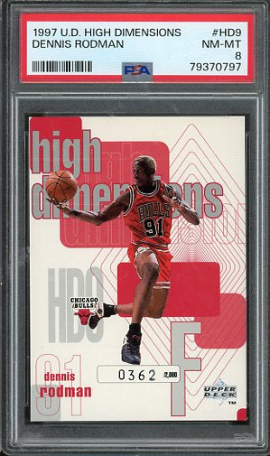 1997 UD Dennis Rodman High Dimensions #HD9 /2000 PSA 8