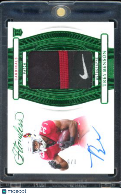 2024 Flawless Trey Benson Green /5 Rookie Patch Auto