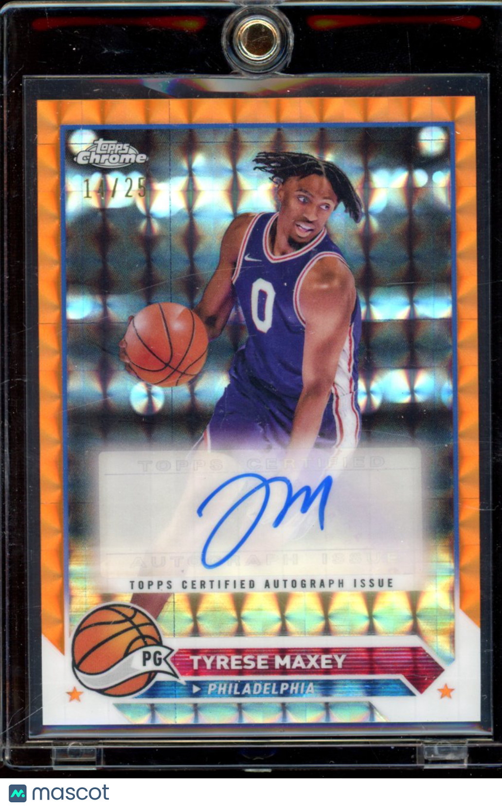 2024-25 Topps Chrome Tyrese Maxey Orange Auto /25