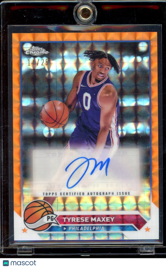 2024-25 Topps Chrome Tyrese Maxey Orange Auto /25