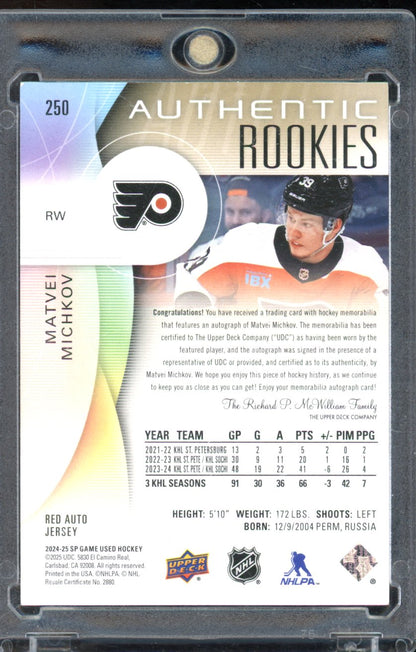 2024-25 Sp Game Used Matvei Michkov Authentic Rookie Patch Auto /99