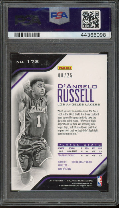 2015 Totally Certified D'Angelo Russell Mirror Camo Rookie /25 PSA 10