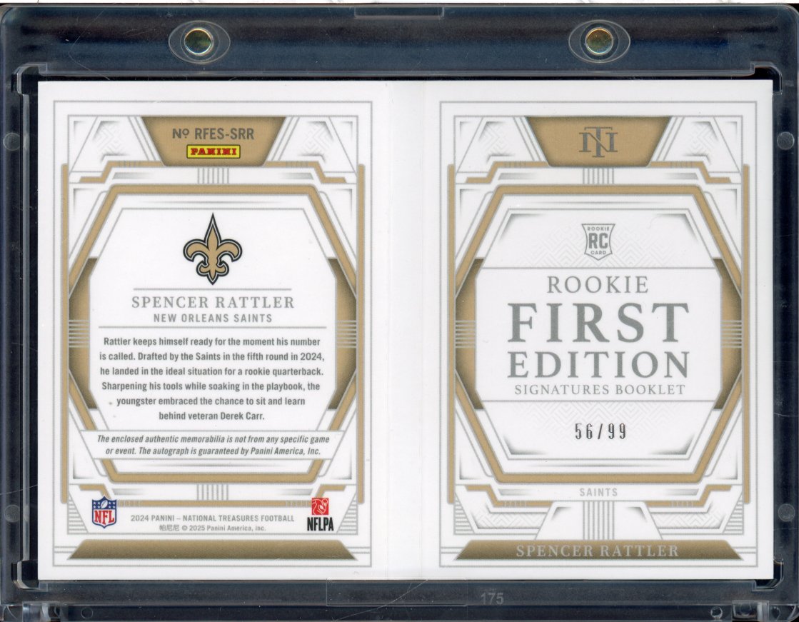 2024 National Treasures Spencer Rattler Booklet Rookie Patch Auto /99