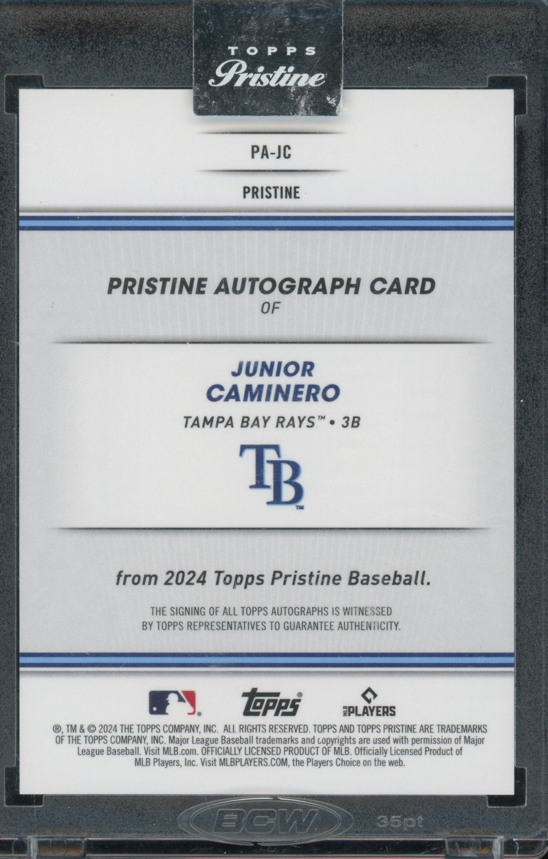 2024 Pristine Junior Caminero Gold Rookie Auto /50