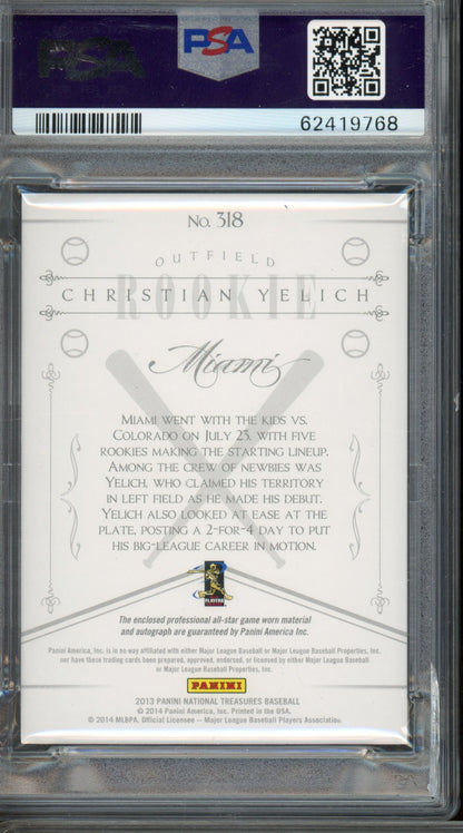 2013 America's Pasttime Christian Yelich National Treasures Auto 26/99 PSA 9