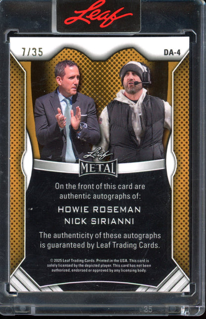 2025 Leaf Road To VIctory Howie Roseman Nick Sirianni Dual Auto 7/35