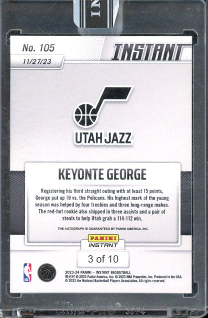 2023-24 Panini Instant Keyonte George Rookie Auto /10