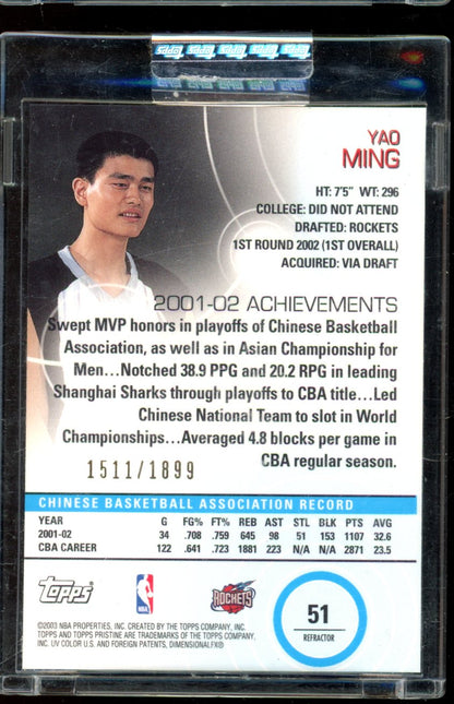 2003-04 Topps Pristine Yao Ming Blue Refractor /1899 Sealed